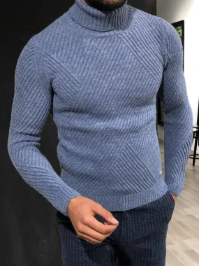 Ponto Slim-Fit Wool Turtleneck Knitwear Blue